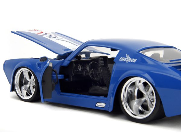 1972 Pontiac Firebird #72 Blue with White Stripe "Chevron" "Bigtime Muscle" Series 1/24 Diecast Model Car by Jada - Image 4