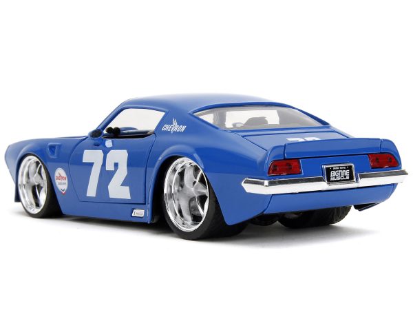 1972 Pontiac Firebird #72 Blue with White Stripe "Chevron" "Bigtime Muscle" Series 1/24 Diecast Model Car by Jada - Image 2