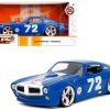 1972 Pontiac Firebird #72 Blue with White Stripe "Chevron" "Bigtime Muscle" Series 1/24 Diecast Model Car by Jada - Image 5