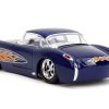 1957 Chevrolet Corvette Dark Blue with Flame Graphics and White Interior "Bigtime Muscle" Series 1/24 Diecast Model Car by Jada - Image 2