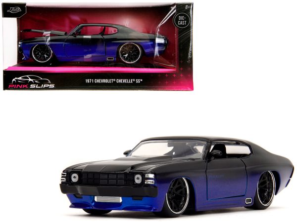 1971 Chevrolet Chevelle SS Black and Blue "Pink Slips" Series 1/24 Diecast Model Car by Jada - Image 2
