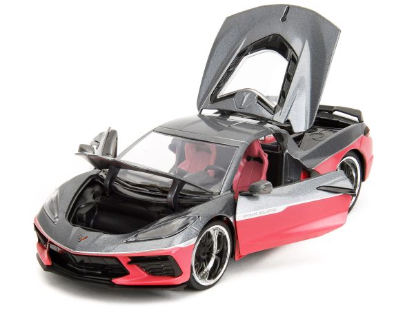 2020 Chevrolet Corvette Gray Metallic and Pink "Pink Slips" Series 1/24 Diecast Model Car by Jada - Image 3