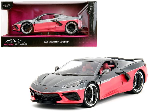 2020 Chevrolet Corvette Gray Metallic and Pink "Pink Slips" Series 1/24 Diecast Model Car by Jada - Image 2