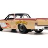 1967 Chevrolet El Camino Brown and Beige with Graphics and Tasmanian Devil (Taz) Diecast Figure "Looney Tunes" "Hollywood Rides" Series 1/24 Diecast Model Car by Jada
