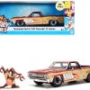 1967 Chevrolet El Camino Brown and Beige with Graphics and Tasmanian Devil (Taz) Diecast Figure "Looney Tunes" "Hollywood Rides" Series 1/24 Diecast Model Car by Jada - Image 2