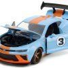2016 Chevrolet Camaro Widebody #3 Light Blue with Orange Stripes "Gulf Oil" "Wide Body" Series 1/24 Diecast Model Car by Jada - Image 4