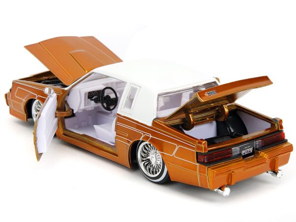 1987 Buick Grand National Orange Metallic with White Top and Interior "Bigtime Muscle" Series 1/24 Diecast Model Car by Jada - Image 4