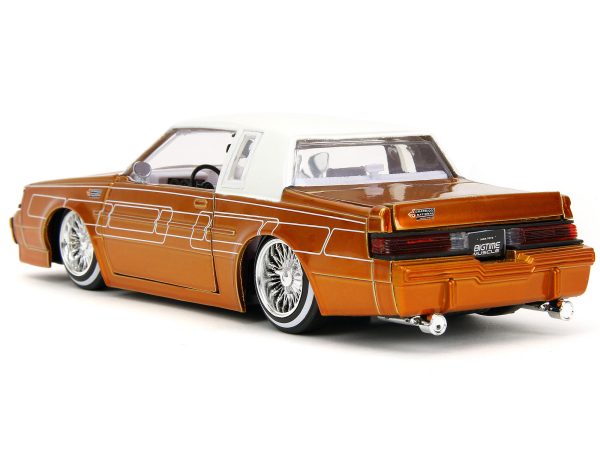 1987 Buick Grand National Orange Metallic with White Top and Interior "Bigtime Muscle" Series 1/24 Diecast Model Car by Jada - Image 5