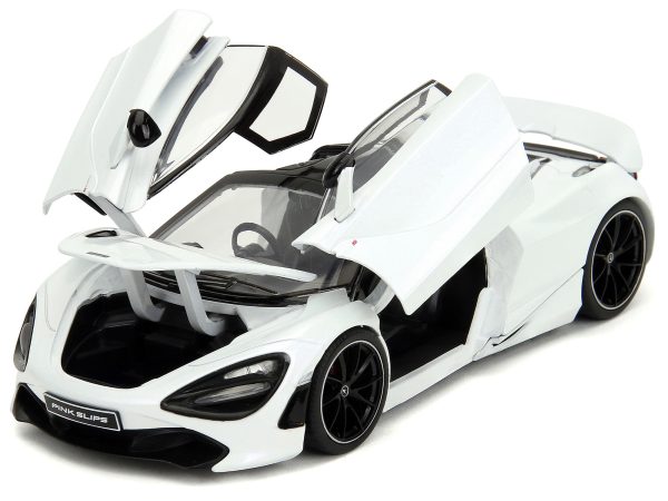 McLaren 720S White Metallic with Black Top "Pink Slips" Series 1/24 Diecast Model Car by Jada - Image 5