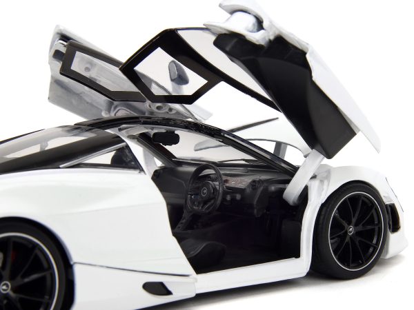 McLaren 720S White Metallic with Black Top "Pink Slips" Series 1/24 Diecast Model Car by Jada - Image 3