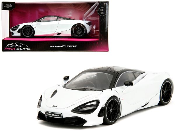 McLaren 720S White Metallic with Black Top "Pink Slips" Series 1/24 Diecast Model Car by Jada - Image 2