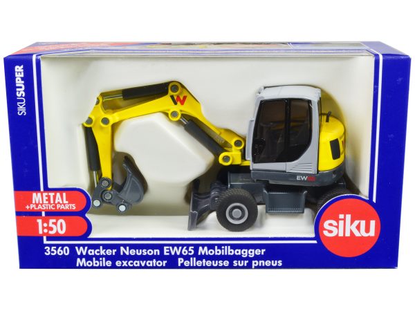 Wacker Neuson EW65 Mobile Excavator Yellow and Gray 1/50 Diecast Model by Siku - Image 5