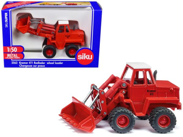 Kramer 411 Wheel Loader Red with White Top 1/50 Diecast Model by Siku - Image 5