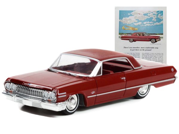 1963 Chevrolet Impala Sport Coupe Red with Red Interior "Thereâ€™s No Smoother More Comfortable Way To Get There On The Ground!" "Vintage Ad Cars" Series 7 1/64 Diecast Model Car by Greenlight - Image 2