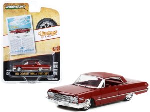 1963 Chevrolet Impala Sport Coupe Red with Red Interior "Thereâ€™s No Smoother More Comfortable Way To Get There On The Ground!" "Vintage Ad Cars" Series 7 1/64 Diecast Model Car by Greenlight
