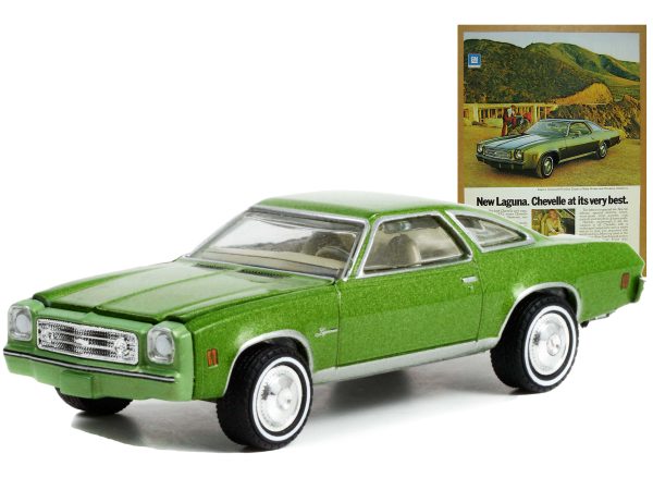 1973 Chevrolet Chevelle Laguna Colonnade Hardtop Coupe Green Metallic "New Laguna. Chevelle At Its Very Best" "Vintage Ad Cars" Series 7 1/64 Diecast Model Car by Greenlight - Image 2