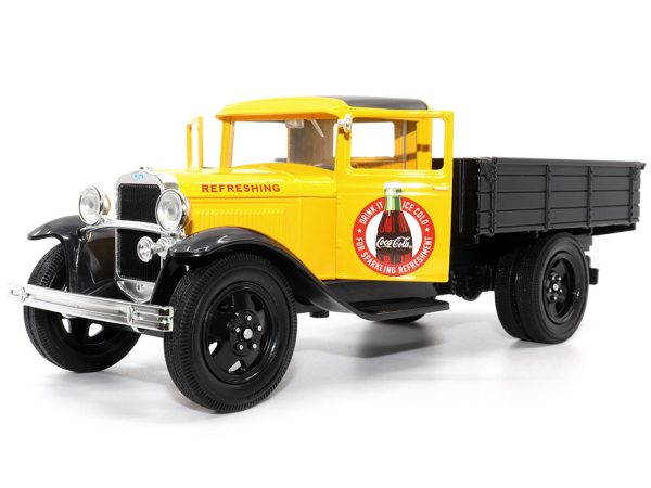 1931 Ford Model AA Pickup Truck Yellow and Black "Drink it Ice Cold for Sparkling Refreshment - Coca-Cola" 1/24 Diecast Model Car by Motor City Classics - Image 3