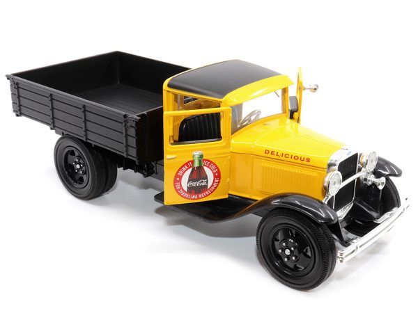 1931 Ford Model AA Pickup Truck Yellow and Black "Drink it Ice Cold for Sparkling Refreshment - Coca-Cola" 1/24 Diecast Model Car by Motor City Classics - Image 2