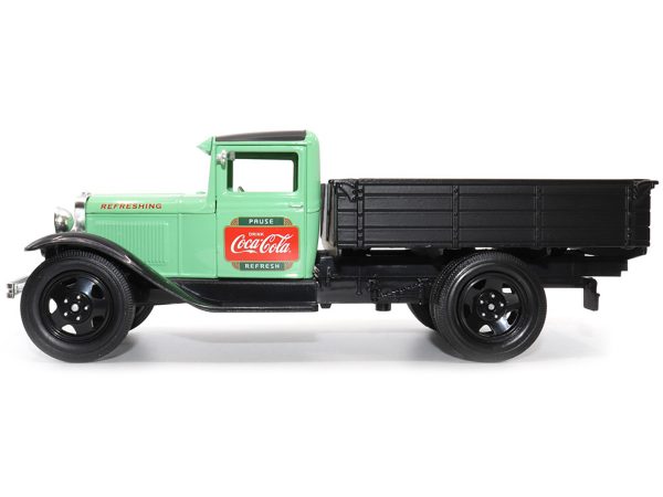 1931 Ford Model AA Pickup Truck Light Green and Black "Pause. Refresh. Drink Coca-Cola" 1/24 Diecast Model Car by Motor City Classics - Image 3