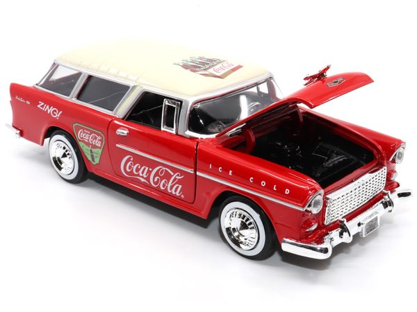 1955 Chevrolet Bel Air Nomad Red with White Top "Coca-Cola" 1/24 Diecast Model Car by Motor City Classics - Image 3