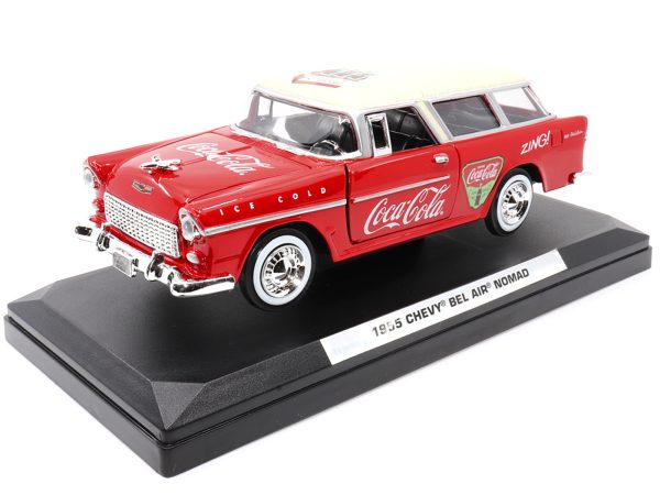 1955 Chevrolet Bel Air Nomad Red with White Top "Coca-Cola" 1/24 Diecast Model Car by Motor City Classics - Image 2