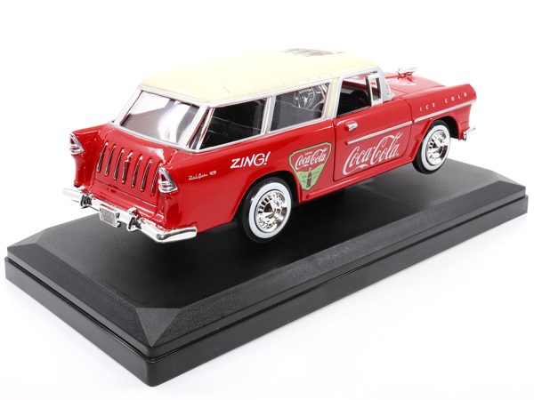 1955 Chevrolet Bel Air Nomad Red with White Top "Coca-Cola" 1/24 Diecast Model Car by Motor City Classics - Image 4
