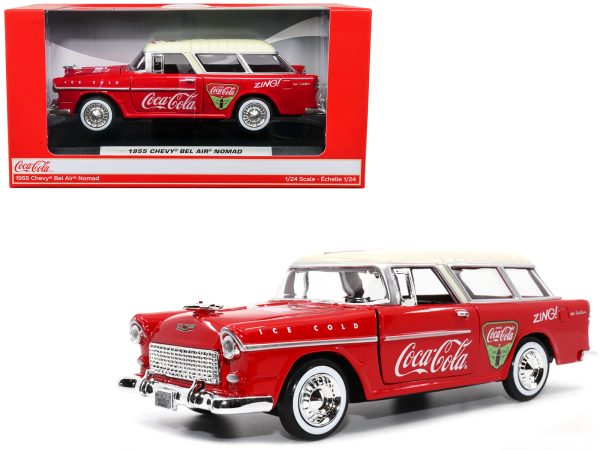 1955 Chevrolet Bel Air Nomad Red with White Top "Coca-Cola" 1/24 Diecast Model Car by Motor City Classics - Image 5