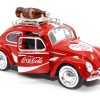 1966 Volkswagen Beetle Red "Enjoy Coca-Cola" with Roof Rack and Accessories 1/24 Diecast Model Car by Motor City Classics - Image 4