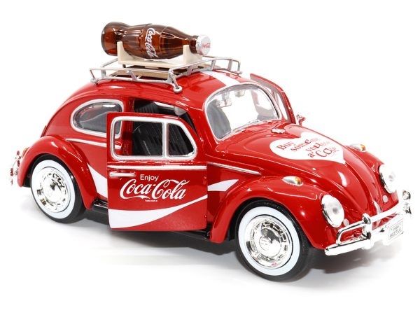 1966 Volkswagen Beetle Red "Enjoy Coca-Cola" with Roof Rack and Accessories 1/24 Diecast Model Car by Motor City Classics - Image 4