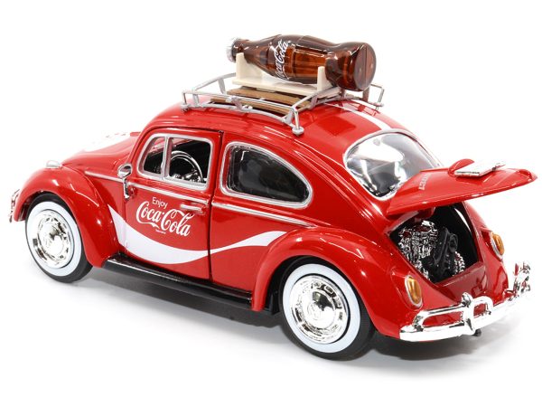 1966 Volkswagen Beetle Red "Enjoy Coca-Cola" with Roof Rack and Accessories 1/24 Diecast Model Car by Motor City Classics - Image 2