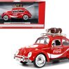 1966 Volkswagen Beetle Red "Enjoy Coca-Cola" with Roof Rack and Accessories 1/24 Diecast Model Car by Motor City Classics - Image 5