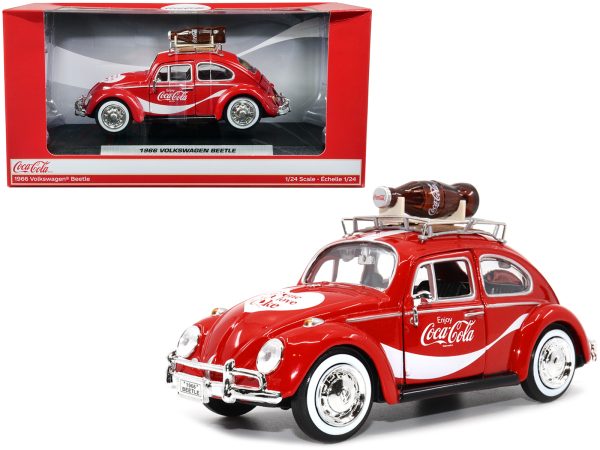 1966 Volkswagen Beetle Red "Enjoy Coca-Cola" with Roof Rack and Accessories 1/24 Diecast Model Car by Motor City Classics - Image 5