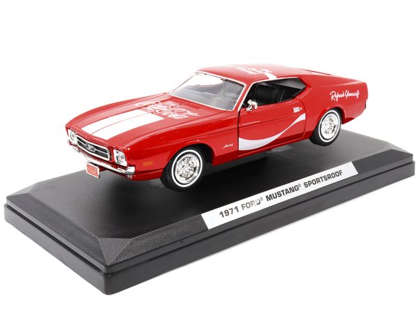 1971 Ford Mustang Sportsroof Red with White Stripes "Refresh Yourself - Coca-Cola" 1/24 Diecast Model Car by Motor City Classics - Image 2