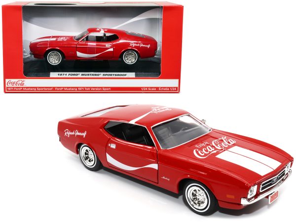 1971 Ford Mustang Sportsroof Red with White Stripes "Refresh Yourself - Coca-Cola" 1/24 Diecast Model Car by Motor City Classics - Image 5