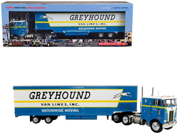 Peterbilt 352 Pacemaker Tractor Truck with Trailer "Greyhound Van Lines Inc." "Vintage Heavy Haul Truck Collection" 1/43 Diecast Model by Iconic Replicas - Image 2