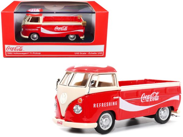 1962 Volkswagen T1 Pickup Truck Red and White "Refreshing Coca-Cola" 1/43 Diecast Model Car by Motor City Classics - Image 5