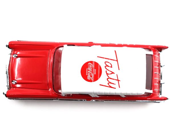 1957 Chevrolet Nomad "Coca-Cola" Red with White Top and Red Interior 1/43 Diecast Model Car by Motor City Classics - Image 5