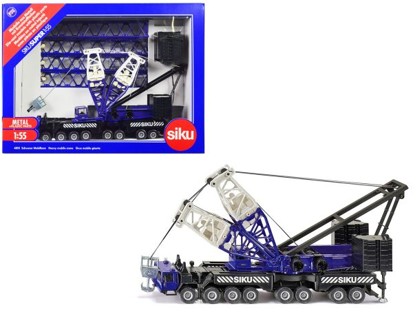 Heavy Mobile Crane Blue and Black with Extenders and Lifting Block 1/55 Diecast Models by Siku - Image 2