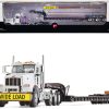 Peterbilt 367 Day Cab White and Talbert 55SA Tri-Axle Lowboy Trailer Black 1/50 Diecast Model by First Gear