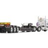 Peterbilt 367 Day Cab White "Komatsu" and Talbert 55SA Tri-Axle Lowboy Trailer Black 1/50 Diecast Model by First Gear