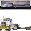 Peterbilt 367 Day Cab White "Komatsu" and Talbert 55SA Tri-Axle Lowboy Trailer Black 1/50 Diecast Model by First Gear - Image 3