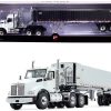 Kenworth T880 Day Cab with East Genesis End Dump Trailer White and Chrome 1/50 Diecast Model by First Gear