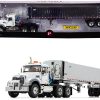 Mack Granite MP Tandem-Axle Day Cab with East Genesis End Dump Trailer White and Chrome 1/50 Diecast Model by First Gear