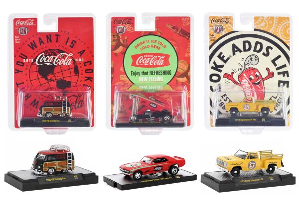 "Coca-Cola" Set of 3 pieces Release 34 Limited Edition to 10000 pieces Worldwide 1/64 Diecast Model Cars by M2 Machines - Image 5
