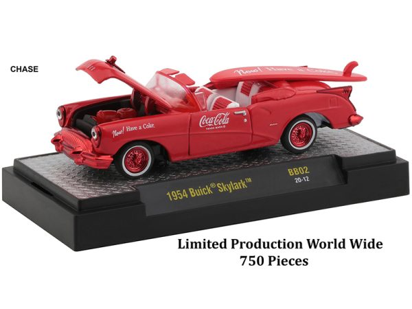 "Coca-Cola Bathing Beauties" Set of 3 Cars with Surfboards Release 2 Limited Edition to 6980 pieces Worldwide 1/64 Diecast Model Cars by M2 Machines - Image 2