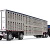 Kenworth W900A Sleeper and Wilson Silverstar Livestock Spread-Axle Trailer Black and Blue with Red Stripes "John Wayne Cattle Co." 1/64 Diecast Model by DCP/First Gear - Image 3