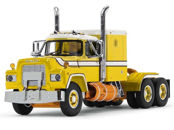 Mack R Sleeper Trio Set of 3 Truck Tractors in Red Blue and Yellow 1/64 Diecast Models by DCP/First Gear - Image 2