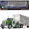 Kenworth W900A Day Cab and Wilson Silverstar Livestock Tandem-Axle Trailer Neon and Dark Green 1/64 Diecast Model by DCP/First Gear - Image 3