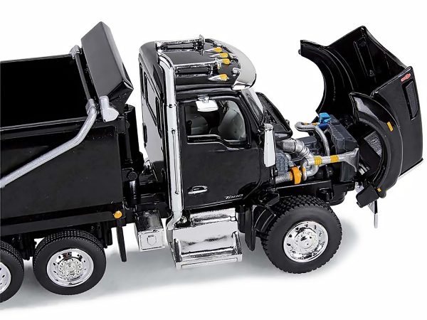 Kenworth T880 Quad-Axle Dump Truck and Rogue Transfer Tandem-Axle Dump Trailer Black 1/64 Diecast Model by DCP/First Gear - Image 4
