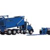 Kenworth T880 Quad-Axle Dump Truck and Rogue Transfer Tandem-Axle Dump Trailer Surf Blue Metallic 1/64 Diecast Model by DCP/First Gear - Image 3